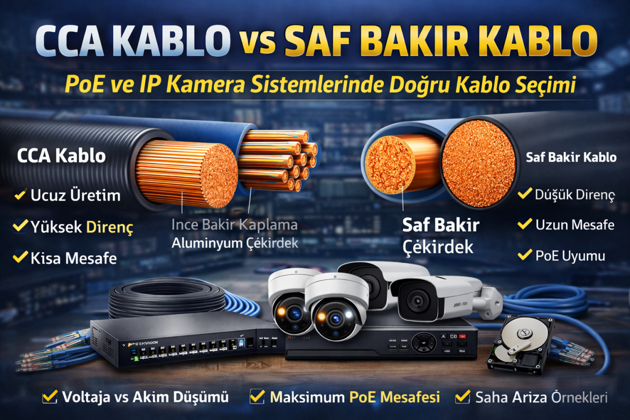 CCA Kablo mu Saf Bakır Kablo mu? PoE ve IP Kamera Sistemlerinde Doğru Kablo Seçimi (Teknik Rehber)