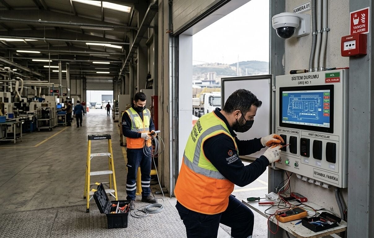İstanbul Fabrikalar İçin Güvenlik Sistemleri Kurulumu: Kamera, Yangın Alarmı ve Kartlı Geçiş Sistemleri