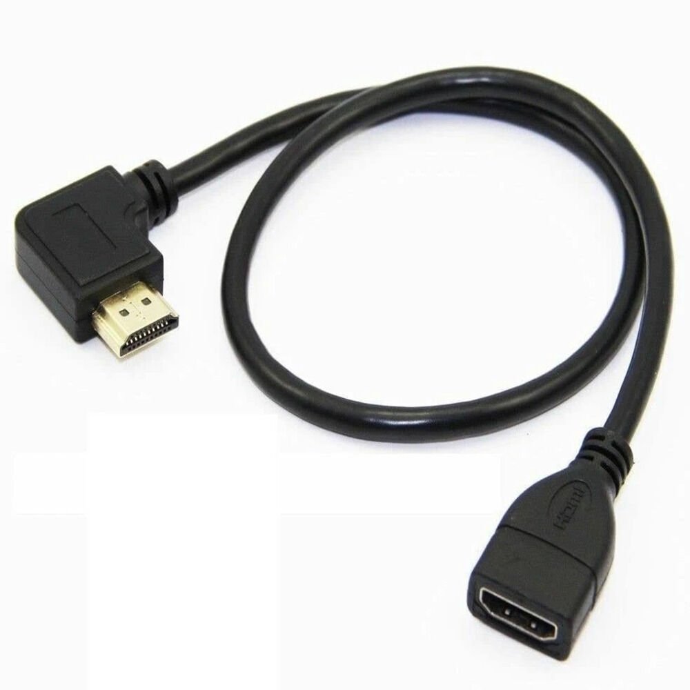 Anunnaki 90 Derece Sol Erkek Dişi HDMI Uzatma Kablosu 1 m Uzunluk 4K60Hz