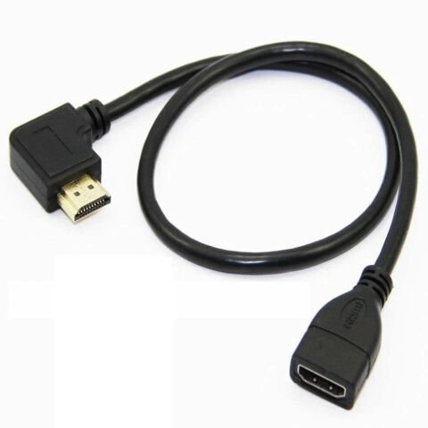 Anunnaki 90 Derece Sol Erkek Dişi HDMI Uzatma Kablosu 1 m Uzunluk 4K60Hz