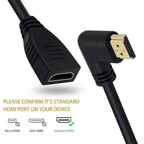 Anunnaki 90 Derece Sol Erkek Dişi HDMI Uzatma Kablosu 1 m Uzunluk 4K60Hz