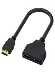 HDMI Çoğaltıcı Erkek Çift HDMI Dişi Çoklayıcı Adaptör Kablosu Siyah