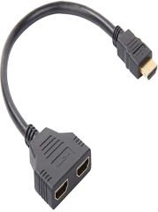 HDMI Çoğaltıcı Erkek Çift HDMI Dişi Çoklayıcı Adaptör Kablosu Siyah