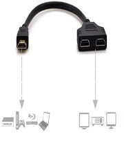 HDMI Çoğaltıcı Erkek Çift HDMI Dişi Çoklayıcı Adaptör Kablosu Siyah