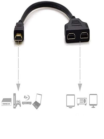 HDMI Çoğaltıcı Erkek Çift HDMI Dişi Çoklayıcı Adaptör Kablosu Siyah