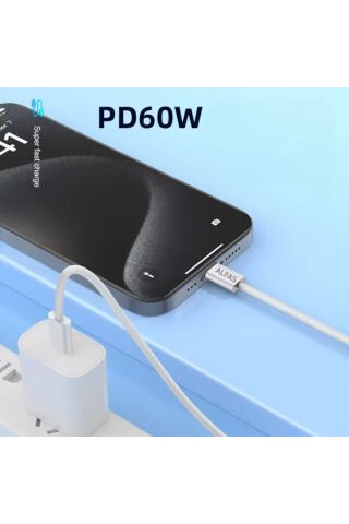 Type-C Şarj Kablosu PD 60W 3A 1Gbps Hızlı Şarj & Data Transfer Usb-c Iphone Android Örgülü Kablo Pembe 2 Metre