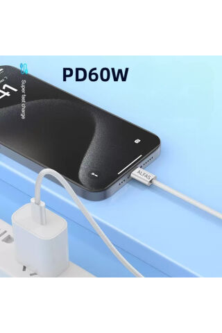 Type-C Şarj Kablosu PD 60W 3A 1Gbps Hızlı Şarj & Data Transfer Usb-c Iphone Android Örgülü Kablo Pembe 2 Metre