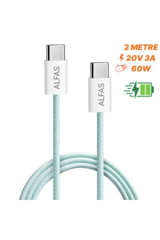 Type-C Şarj Kablosu 2m PD 60W 3A 1Gbps Hızlı Şarj & Data Transfer Usb-c Iphone Android Örgülü Kablo