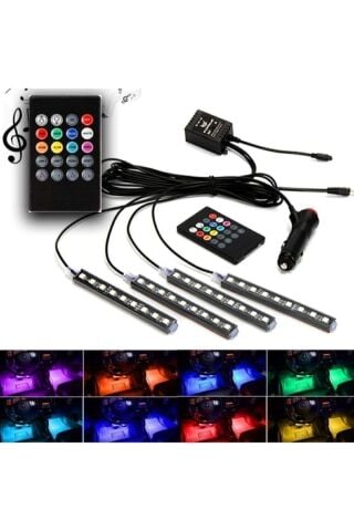 Araç Içi Aydınlatma Kumandalı Müziğe Duyarlı 12 Led Ayak Altı Led 7 Renk Rgb