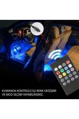 Araç Içi Aydınlatma Kumandalı Müziğe Duyarlı 12 Led Ayak Altı Led 7 Renk Rgb