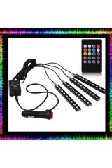 Araç Içi Aydınlatma Kumandalı Müziğe Duyarlı 12 Led Ayak Altı Led 7 Renk Rgb