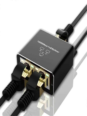 Ethernet Ayırıcı 1'i 2 Arada Çıkış Yüksek Hızlı 1000Mbps Cat5/5e/6/7/8 Kablo İçin Ayırıcı Adaptörü