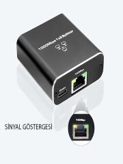 Ethernet Ayırıcı 1'i 2 Arada Çıkış Yüksek Hızlı 1000Mbps Cat5/5e/6/7/8 Kablo İçin Ayırıcı Adaptörü