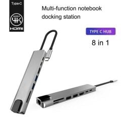 8 in 1 Type-c Hub 87W PD Hdmi Ethernet Typec Çoklayıcı Dönüştürücü Adaptör Vga Rj45 Macbook Laptop