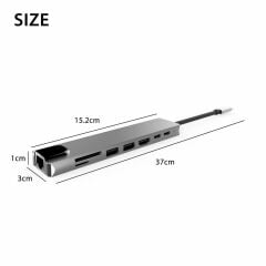 8 in 1 Type-c Hub 87W PD Hdmi Ethernet Typec Çoklayıcı Dönüştürücü Adaptör Vga Rj45 Macbook Laptop