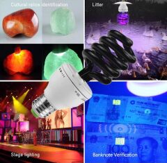 15W SPİRAL BLACKLIGHT MOR PARA SAYMA LAMBASI E27 AMPUL