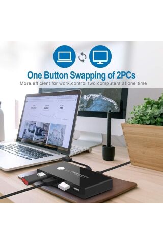 Usb 3.0 4 Port Hub 2 Uyumlu Kasa Pc Bilgisayar Kvm Switch Splitter Çoklayıcı