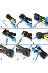 Ez RJ45 RJ11 RJ12 Cat5 ve Cat6 Kolay Taşınabilir Ethernet Konnektörü Oyma Kesme Sıkma Pensesi