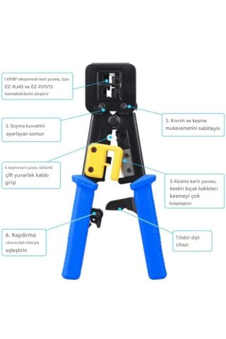 Ez RJ45 RJ11 RJ12 Cat5 ve Cat6 Kolay Taşınabilir Ethernet Konnektörü Oyma Kesme Sıkma Pensesi