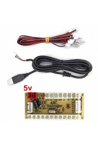 Arcade Usb Kontrol Kart Seti Pc Joystick Oyun Kol Konsol Buton Kablo Kit 5v Diy Sıfır Gecikme Kit