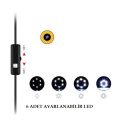 Alfa Smart USB Endoskop Yılan Kamera PC Android Su Geçirmez 7mm 2 Metre Kablo Kamera