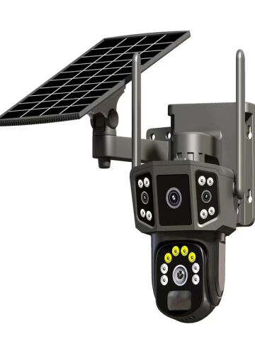 Solar Kamera Güneş Enerjili 1080p Full HD Çift Kameralı Extra Led Alarm Ses Akıllı Güvenlik Kamerası