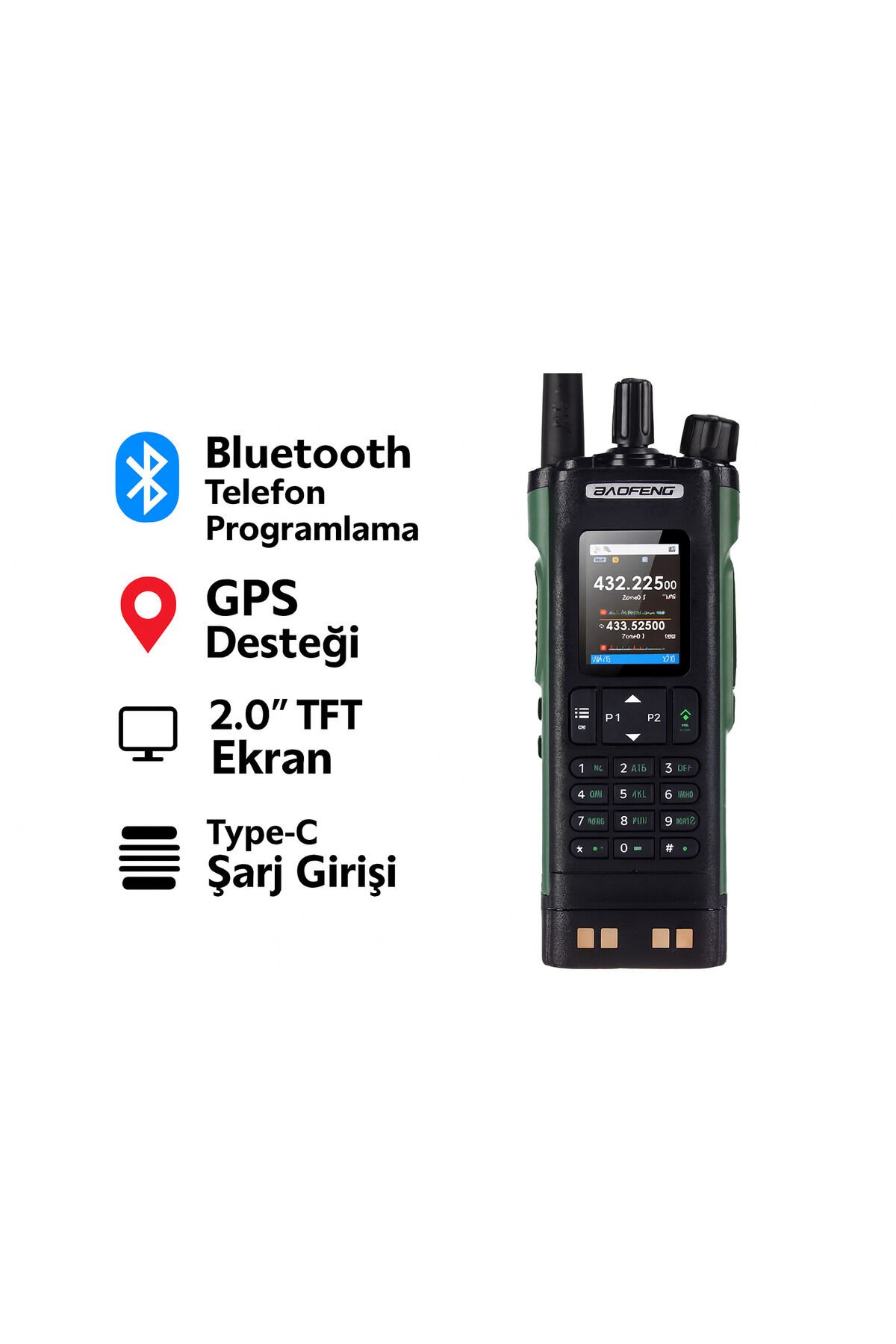 Uv-32 DMR Dijital Ekran İki Yönlü Type-C Şarj GPS/APRS Uzun Menzilli Telsiz FM Radio