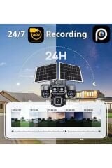 4G 4 Kameralı SIM Kartlı Elektriksiz Kablosuz Bahçe Depo Arazi İçin Çift Güneş Paneli Solar Kamera