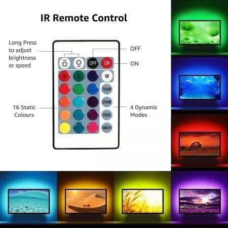 USB Şerit Led TV PC Arkası Kumandalı RGB aydınlatma 2m Backlight