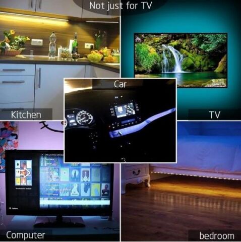 USB Şerit Led TV PC Arkası Kumandalı RGB aydınlatma 2m Backlight
