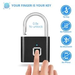 ﻿﻿﻿Parmak izi Okuyucu Akıllı Smart Çelik Asma Kilit Siyah