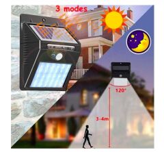 Solar Led Bahçe Duvar Lambası Sensörlü 30 Led