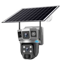 4G SIM Solar Panelli Güneş Enerjili Su Geçirmez 6MP 3 Kameralı Güvenlik Kamerası V380 Pro