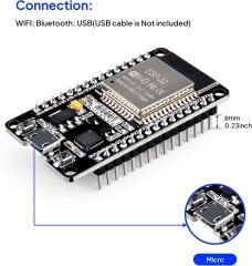 ESP32 Geliştirme Kartı Micro USB | Wifi Bluetooth Mikrodenetleyici, Düşük Güç Tüketimli IoT Modülü