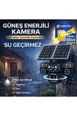 4G 4 Kameralı SIM Kart 1 Yıl 60 GB Kablosuz Bahçe Depo Arazi İçin Çift Güneş Paneli Solar Kamera