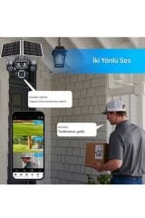 4G 4 Kameralı SIM Kart 1 Yıl 60 GB Kablosuz Bahçe Depo Arazi İçin Çift Güneş Paneli Solar Kamera