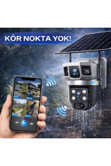 4G 1 Yıl 60 GB SIM Kartlı Güneş Enerjili 3 Kameralı 360° Döner Güvenlik Kamerası Bahçe Arazi