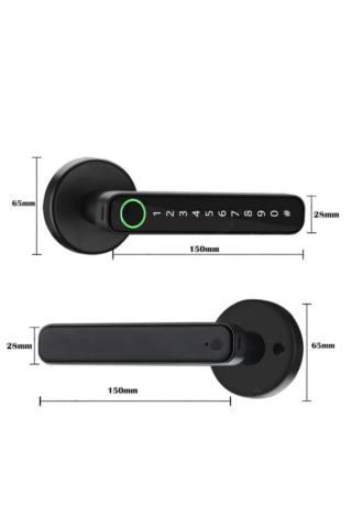 Şifreli Kartlı Telefondan Kontrol PVC Alüminyum Ahşap Uyumlu Parmak İzli Akıllı Kapı Kolu TT Lock