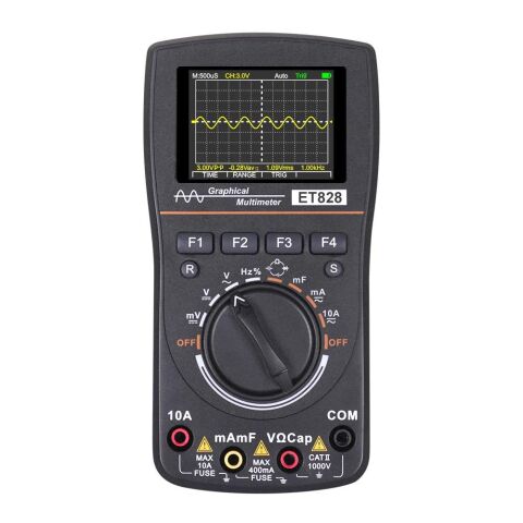 ALFA ET828 2 in 1 Osiloskop Multimetre 1 MHz AC DC Frekans Diyot 10 Dalga Grafik Depolama