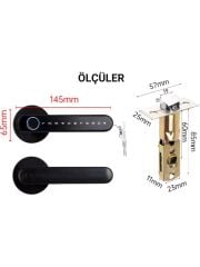 Şifreli Kartlı Telefondan Kontrol PVC Alüminyum Ahşap Uyumlu Parmak İzli Akıllı Kapı Kolu TT Lock