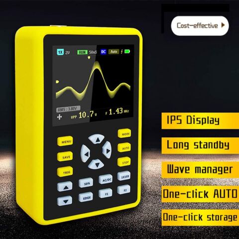 5012H 2.4-inch Dijital Taşınabilir Osiloskop 500MS/s 100MHz Dalga Formu Hafızalı﻿﻿﻿﻿