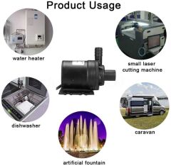 800 Litre Saat 19W DC 12V Fırçasız  Su Pompası Motor Su Geçirmez Hidrofor Erkek Düz Ağız