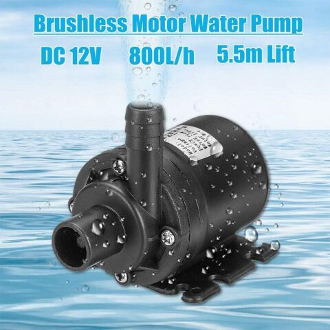800 Litre Saat 19W DC 12V Fırçasız  Su Pompası Motor Su Geçirmez Hidrofor Erkek Düz Ağız