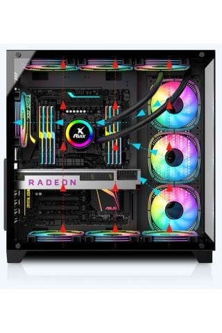 Gaming Boş Kasa Temperli Cam Şeffaf 42x28cm Bilgisayar Kasası 425x280x420mm