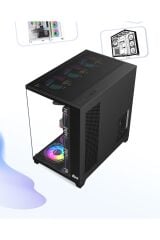 Gaming Boş Kasa Temperli Cam Şeffaf 42x28cm Bilgisayar Kasası 425x280x420mm