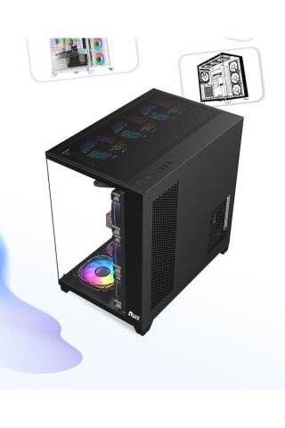 Gaming Boş Kasa Temperli Cam Şeffaf 42x28cm Bilgisayar Kasası 425x280x420mm