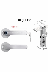 Şifreli Kartlı Telefondan Kontrol PVC Alüminyum Ahşap Uyumlu Parmak İzli Akıllı Kapı Kolu Gümüş