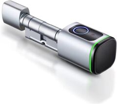 Parmak İzli Anahtarlı Kartlı ve Uzaktan Kontrollü Pvc Ahşap Aliminyüm Uyumlu Akıllı Kapı Kilidi Gümüş