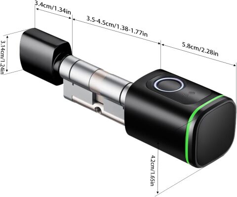TTlock Parmak İzli Anahtarlı Kartlı ve Uzaktan Kontrollü Ev Ofis Ahşap Aliminyüm Uyumlu Akıllı Kapı Kilidi Siyah