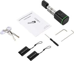 Parmak İzli Anahtarlı Kartlı ve Uzaktan Kontrollü Pvc Ahşap Aliminyüm Uyumlu Akıllı Kapı Kilidi Siyah